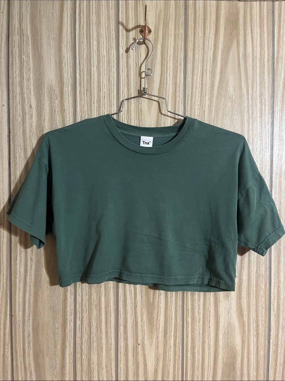 TNA Olive Green Cropped Crewneck Tee